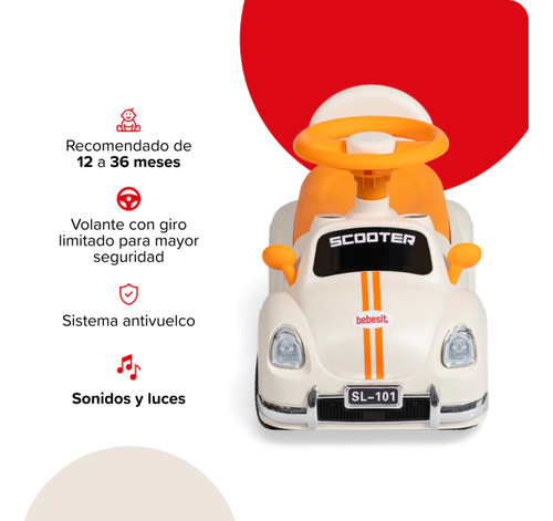 Imagen 3 de 7 de Pata Pata Auto Musical Con Luz Y Espacio De Guardado Bebesit