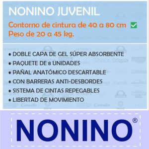 Miniatura 2 de 3 de Pañales Descartables Anatómicos Nonino Juveniles x 8 unidades