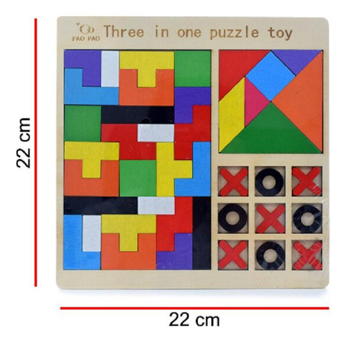 Imagen 2 de 2 de Rompezabezas De Madera Formas 3 En 1 Para Bebes