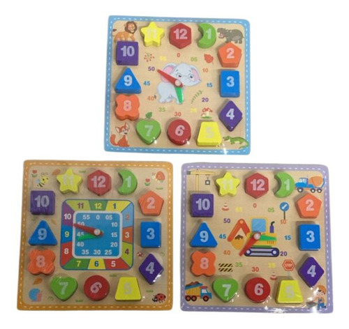 Imagen 3 de 3 de Juguete De Encastre De Madera Para Bebes Números