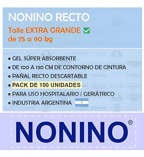 Imagen 3 de 4 de Pañales Nonino Recto XG x 20 unidades