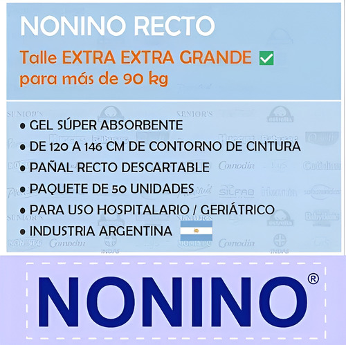 Imagen 2 de 3 de Pañales para Adultos Nonino Recto XXG x 50 unidades