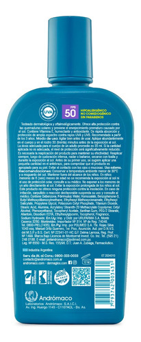 Imagen 2 de 6 de Protector Solar Dermaglós Emulsión FPS50 x 250ml