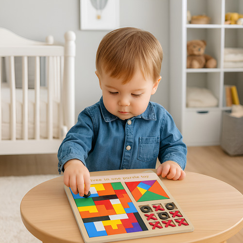 Imagen 1 de 2 de Rompezabezas De Madera Formas 3 En 1 Para Bebes