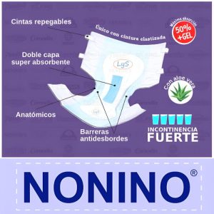 Miniatura 3 de 3 de Pañales Descartables Anatómicos Nonino Juveniles x 8 unidades
