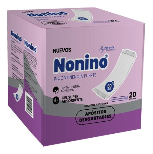 Imagen 2 de 2 de Apósito Nonino Incontinencia Fuerte x 20 unidades