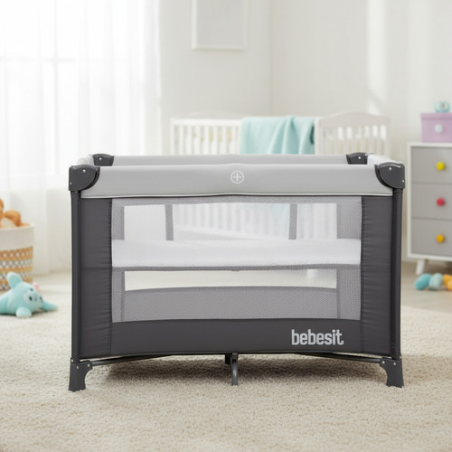 Imagen 2 de 6 de Practicuna Corralito Plegable Doble Altura Mosquitero Bebesit