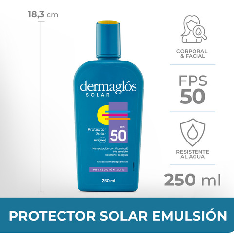 Imagen 4 de 6 de Protector Solar Dermaglós Emulsión FPS50 x 250ml