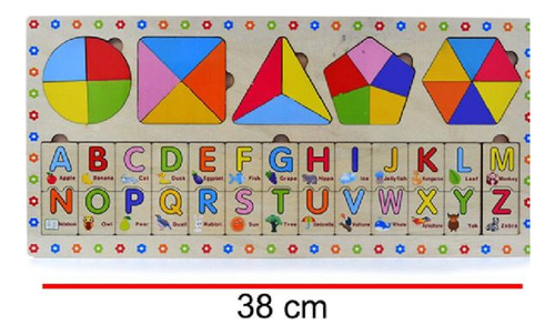 Imagen 3 de 3 de Juguete De Encastres Formas Letras Y Numeros Madera Bebe