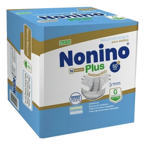 Imagen 2 de 2 de Pañales Nonino Plus Elastizado G x 16 unidades