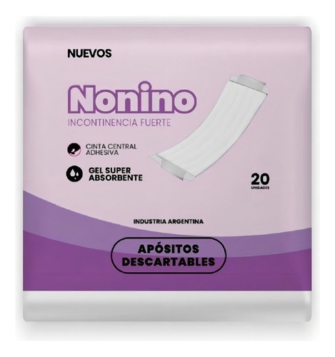 Imagen 1 de 2 de Apósito Nonino Incontinencia Fuerte x 20 unidades