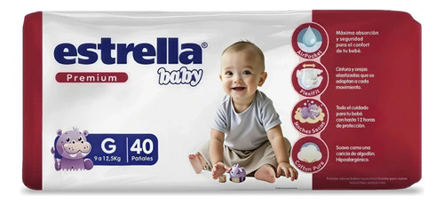 Imagen 1 de 1 de Pañales Estrella Baby Premium G x 40 unidades