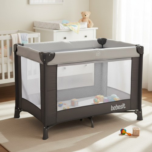 Imagen 1 de 6 de Practicuna Corralito Plegable Doble Altura Mosquitero Bebesit