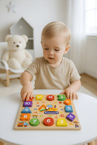 Imagen 1 de 3 de Juguete De Encastre De Madera Para Bebes Números
