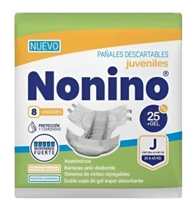 Miniatura 1 de 3 de Pañales Descartables Anatómicos Nonino Juveniles x 8 unidades