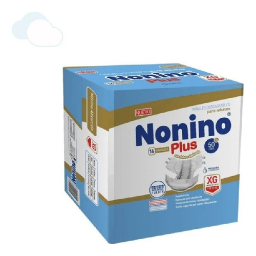 Imagen 2 de 2 de Pañales Nonino Plus Elastizado XG x 16 unidades