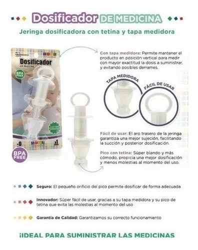 Imagen 2 de 2 de Dosificador Jeringa Para Medicina Con Protector Baby Innovation