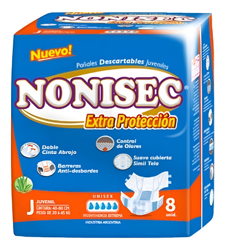 Imagen 1 de 2 de Pañales Nonisec Extra Protección Juvenil x 8 unidades