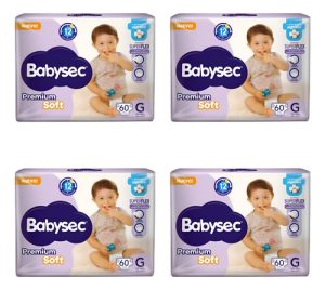 Miniatura 1 de 1 de Combo 4 Paquetes Pañales Babysec Premium Soft G Xg Xxg Ahorra Pack