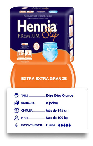 Imagen 2 de 2 de Ropa Interior Hennia Premium Slip EEG x 8 unidades