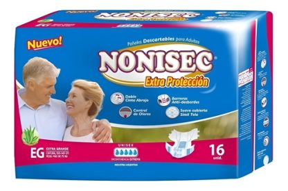 Imagen 1 de 3 de Pañales Adulto Nonisec Extra Protección Anatómico EG x 16 unidades