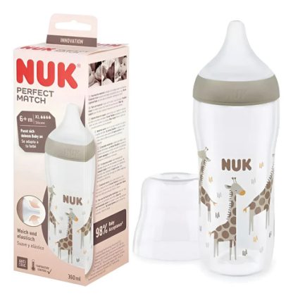 Imagen 1 de 5 de Mamadera Nuk Perfect Match Flujo Xl +6m 360ml Jirafa