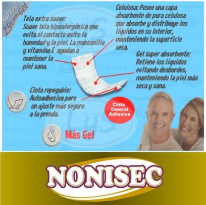 Imagen 3 de 3 de Apósitos Nonisec Incontinencia Ligera x 20 unidades