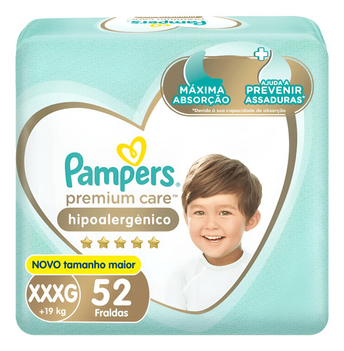 Imagen 1 de 7 de Pañales Pampers Premium Care Xxxg 52 Unidades