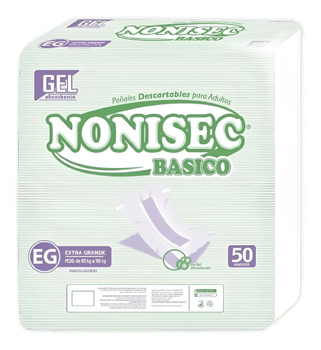Imagen 1 de 1 de Pañales Adultos Nonisec Basico EG x 50 unidades