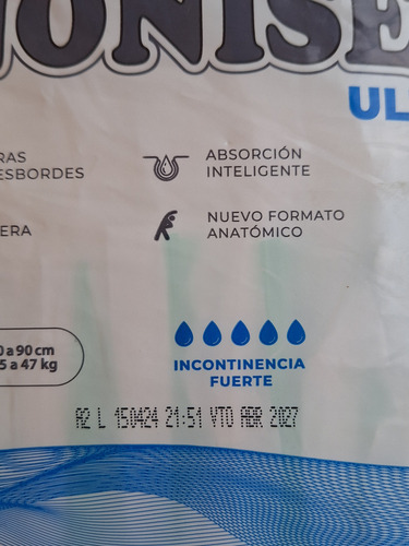 Imagen 3 de 5 de Pañales Nonisec Juvenil Mediano Ultra Anatómico x 8 unidades