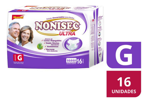 Imagen 3 de 3 de Pañales Nonisec Ultra Anatómico G x 16 unidades