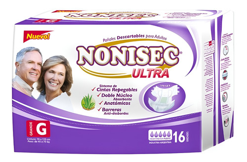 Imagen 2 de 3 de Pañales Nonisec Ultra Anatómico G x 16 unidades