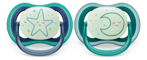 Imagen 2 de 6 de Chupete Philips Avent Ultra Air SCF376/13 Brilla En La Oscuridad 6-18m