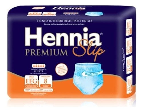 Imagen 1 de 2 de Ropa Interior Hennia Premium Slip EEG x 8 unidades