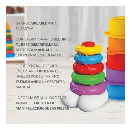 Imagen 9 de 12 de Bimbi Granja Apilable Con 5 Animalitos 01-0115