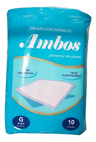 Imagen 1 de 4 de Zaleas Ambos Protector De Cama 60 x 90 Cm X 10 Unidades