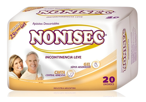 Imagen 1 de 3 de Apósitos Nonisec Incontinencia Ligera x 20 unidades