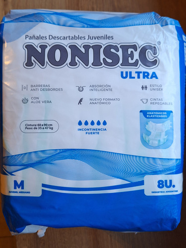 Imagen 2 de 5 de Pañales Nonisec Juvenil Mediano Ultra Anatómico x 8 unidades