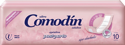 Imagen 1 de 3 de Apósitos Post Parto Comodin Super Absorbentes x 10 unidades