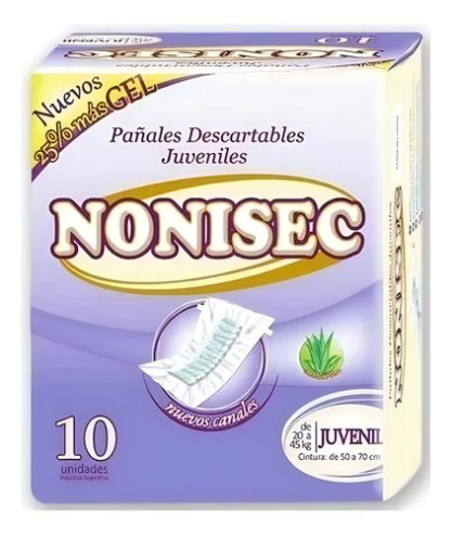 Imagen 1 de 3 de Pañales Juveniles Rectos Nonisec x 10 unidades