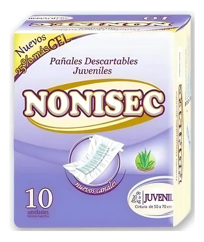 Imagen 1 de 3 de Pañales Juveniles Rectos Nonisec x 10 unidades