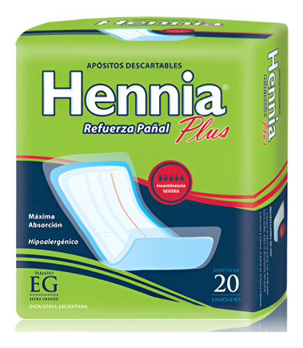 Imagen 1 de 3 de Hennia Refuerza Pañal Plus EG x 20 unidades
