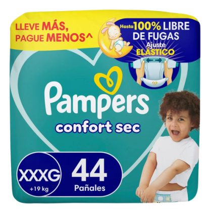 Imagen 1 de 6 de Pañales Pampers Confort Sec Babydry Xxxg 44 Unidades
