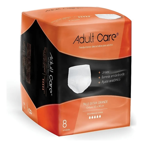 Imagen 1 de 1 de Ropa Interior Descartable Slip Unisex Adult Care Xg x 8 unidades