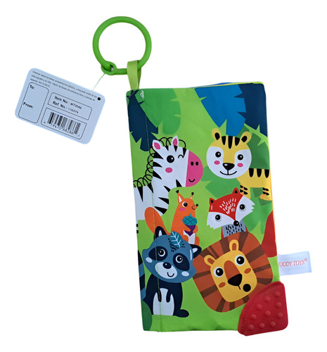 Imagen 5 de 9 de Librito Sensorial Didactico Con Mordillo Woody Toys Color Verde Selva