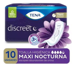 Miniatura 2 de 3 de Toallitas femeninas Tena Discreet Nocturna Maxi Night x 10 unidades
