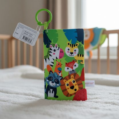 Imagen 8 de 9 de Librito Sensorial Didactico Con Mordillo Woody Toys Color Verde Selva