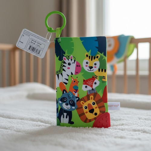 Imagen 8 de 9 de Librito Sensorial Didactico Con Mordillo Woody Toys Color Verde Selva