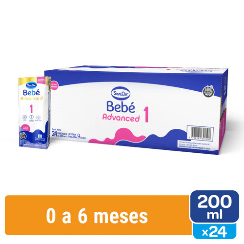 Imagen 1 de 3 de Leche Sancor Bebé 1 Advanced (0 a 6 Meses) - Caja de 24 x 200 mL