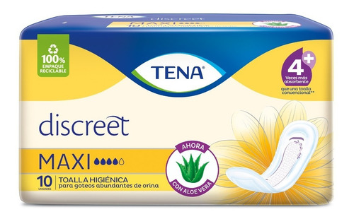 Imagen 2 de 5 de Toallitas femeninas Tena Discreet Maxi x 10 unidades